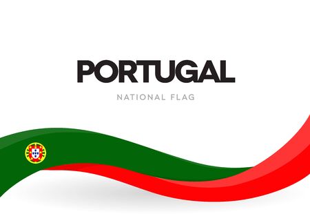 Portuguese waving flag banner. Portugal Restoration of Independence anniversary poster. National holiday celebration.のイラスト素材