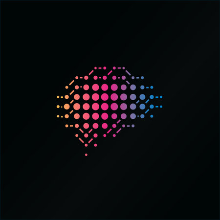 DIgital AI brain logo. Innovation and education tech symbol. Neural network emblem. Cerebral neurons...