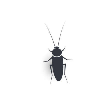 cockroach logo, homemade parasite icon, black silhouette of an insect living in the kitchen, isolated vector, simple illustration.のイラスト素材