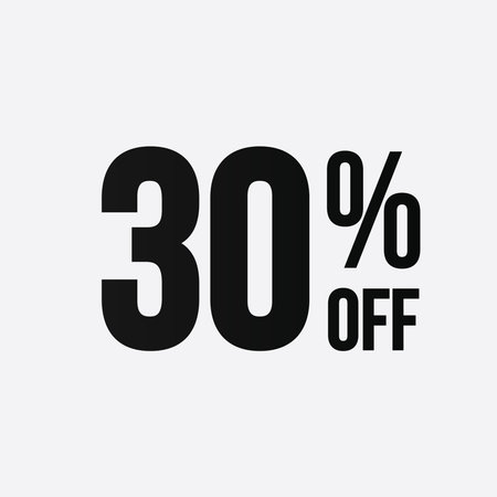 Golden 30 percent off flat cartoon style concept. 30 % sale isolated icon on white background....