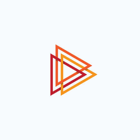 Play icon. Abstract triangle button. Orange linear gradient sImple flat abstract logo template. Modern emblem idea. Logotype concept design for media. Isolated vector illustrationのイラスト素材