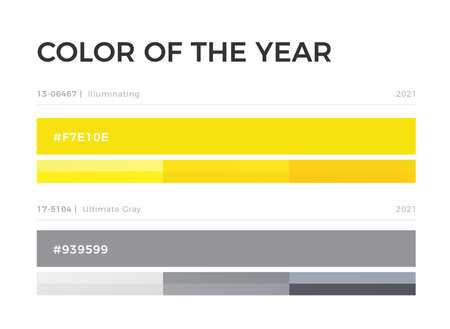 Colors of the year 2021 swatch, grey and yellow color sample for logo, photo and illustrationのイラスト素材