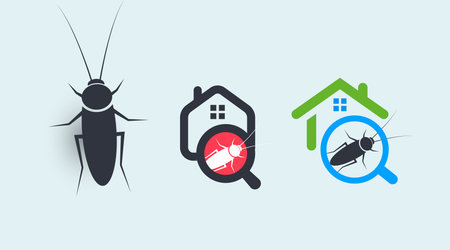 Pest control service logo concept set. House protection from insects symbols. Getting rid of home...