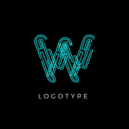Cyber letter W for digital technology logo concept. Contour circuit style monogram for artificial intelligence product symbol, robotic system logo and vector type designのイラスト素材