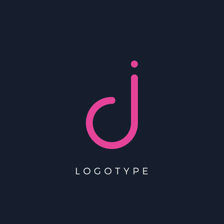 Minimalist letter d with dots, awesome monogram. Lowercase letter for modern and creative logo concept. Initials template on dark background. Vector design.のイラスト素材