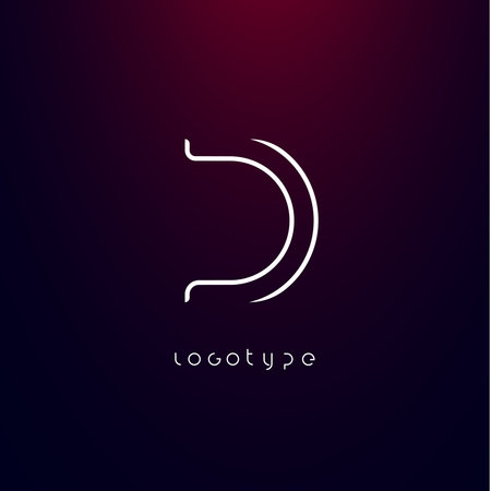 Futurism style letter D. Minimalist type for modern futuristic logo, elegant cyber tech monogram,...