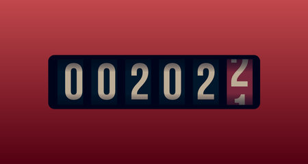 Happy New Year 2022 numbers on analog counter display, retro style design creative poster vector...