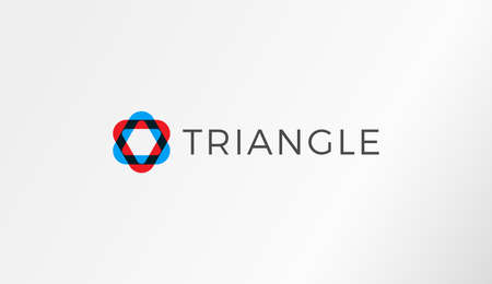 abstract color overlay logo template, round triangle oval shape, red and blue color logotype concept, aim vector illustration.のイラスト素材