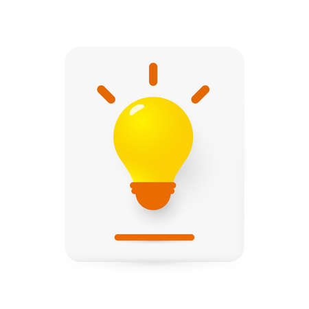 Lamp 3D icon for Notebook idea, good idea, online support, interesting fact, innovative thought, lightbulb application. Brainstorming symbol. office infographic and web. Vector illustration.のイラスト素材