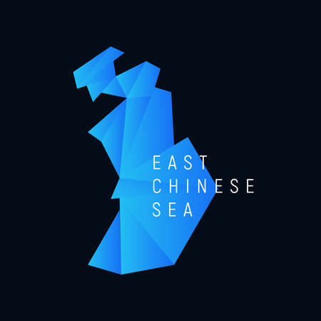 The East Chinese Sea, paper origami style, a geographic map, low poly graphic design. Vector illustration.のイラスト素材