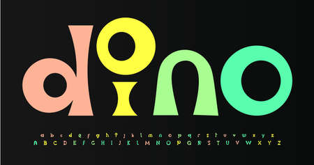 Color playful font joyful alphabet color cartoon letters. Funky comic letter set for kids birthday and headline, children book cover, cartoon t-shirt print design, school and festival style typeのイラスト素材