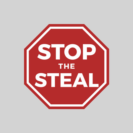 Stop steal icon, protest symbol against cheating and unfair elections and voting, hexagonal road...