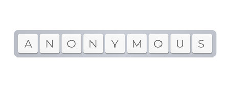 Anonymous on keyboard buttons, creative headline for poster or hacker attack graphic, vector...