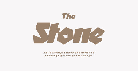 Modern teen font, heavy stones typeset for street wear, skateboard . Rough funny alphabet, primeval style uppercase and lowercase letters. Vector typographic designのイラスト素材