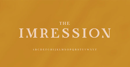 Elegant serif font for classic style monogram. Neo vintage alphabet for wedding invitation text. Modern minimalistic style letters for restaurant menu or premium brand. Vector typographic design.のイラスト素材