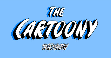 Handwritten alphabet, cartoony letters, funny comic book font. Quickie typeset for calligraphic logo, doodled headline, illustrative typography, art book phrases. Vector typographic designのイラスト素材
