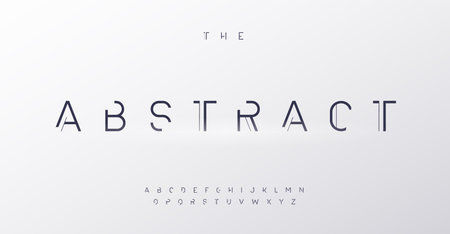 Abstract clean alphabet, digital futuristic letters, minimalistic hi-tech font for sci-fi logo, hi-tech headline, EDM typography, game sleek typo graphic. Vector typographic designのイラスト素材