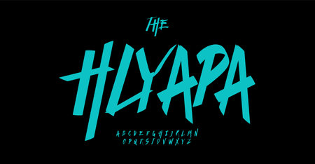 Simple street art alphabet, handwritten letters, italic handdrawn font for modern teen logo, headline, title, shirt, print, poster, lettering, dynamic art typography. Vector typographic designのイラスト素材