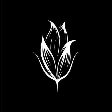 Minimalistic waterlily logo template, white icon of lily petals flower silhouette on black background, yoga logotype concept, cosmetic emblem, tattoo. Vector illustrationのイラスト素材