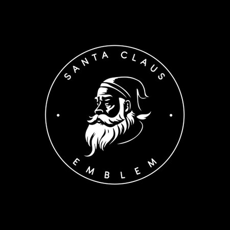 Bearded old man bust logo template, Santa Claus monument emblem, sage stamp, grandfather tattoo sketch. Hand drawing emblem on black background for body art, monochrome art. Vector illustrationのイラスト素材