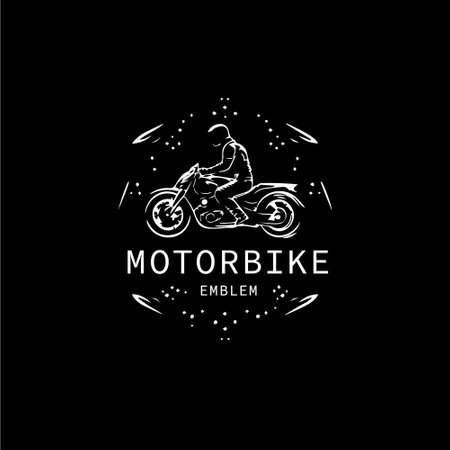 Motorbiker icon, motorcycle biker emblem, speed rider sign, motorcycling logo template. Vector illustration.のイラスト素材