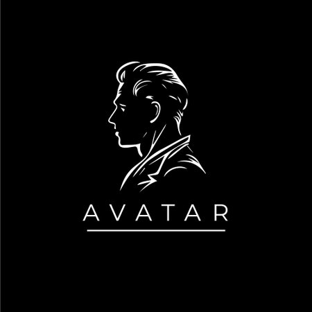 Male face icon. User avatar person. Man head profile, logo template for fashion and modern industry. Simple linear icon. Vector illustration.のイラスト素材