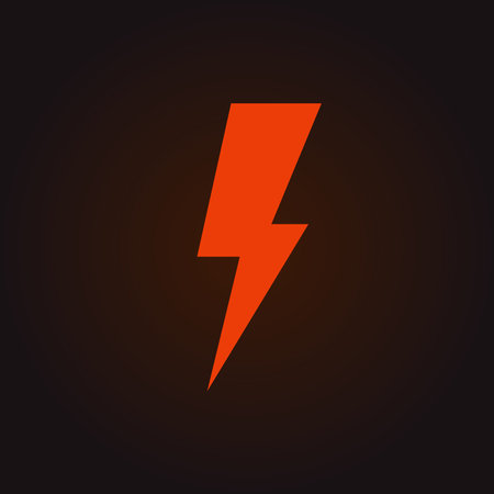 Electric energy flash icon, thunderbolt symbol, lightning strike, thunderstorm flat graphic. Electric shock, lightning bolt logo, stormy weather sign, electric discharge pictogram.Vector illustrationのイラスト素材