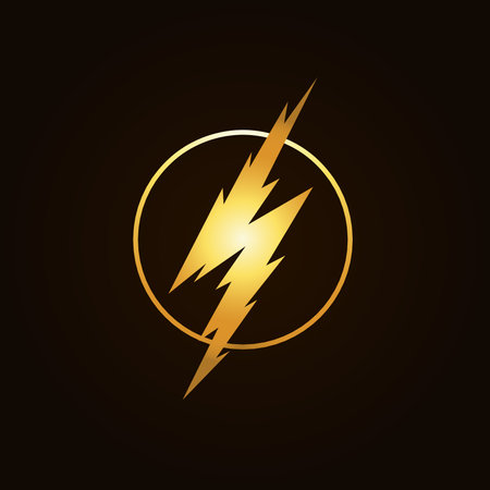 Electric energy flash icon, thunderbolt symbol, lightning strike, thunderstorm flat graphic. Electric shock, lightning bolt logo, stormy weather sign, electric discharge pictogram.Vector illustrationのイラスト素材