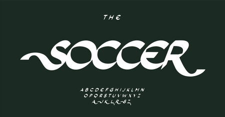 Calligraphic alphabet, expressive italic script letters with decorative swirl. Calligraphy font for unique logo, flourish headline, handwritten typography, tilted typographic design. Vector typesetのイラスト素材