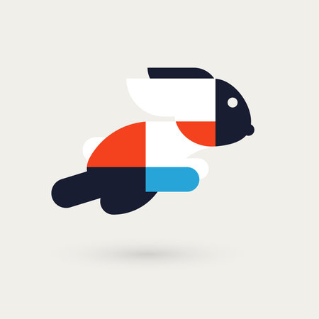 Cartoon-style white animal logo with a modern and artistic design. Versatile and memorable symbol for branding and identity. Vector logoのイラスト素材