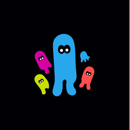 Logo1646Playful virus isolated icon. Colorful and childlike bacteria sign. Abstract logo Template for education and entertainment. Vector illustration.のイラスト素材