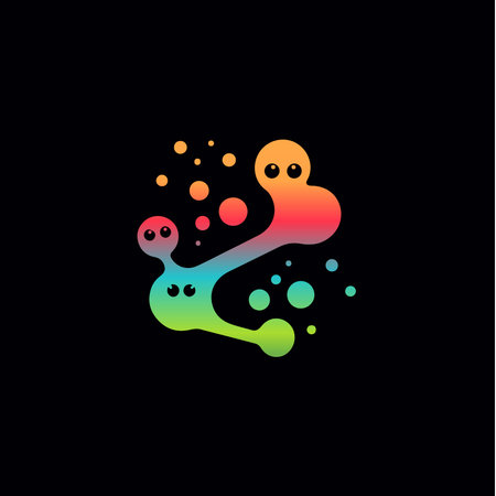 Logo1646Playful virus isolated icon. Colorful and childlike bacteria sign. Abstract logo Template for education and entertainment. Vector illustration.のイラスト素材