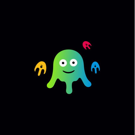 Logo1646Playful virus isolated icon. Colorful and childlike bacteria sign. Abstract logo Template for education and entertainment. Vector illustration.のイラスト素材