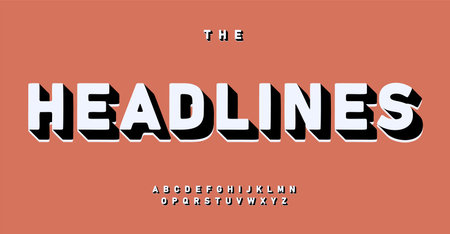 Retro Pop Art Typeface. Bold Comic Letters for Captivating Designs. Vintage-inspired and playful font for eye-catching logos, contemporary typography, and modern typographic designのイラスト素材