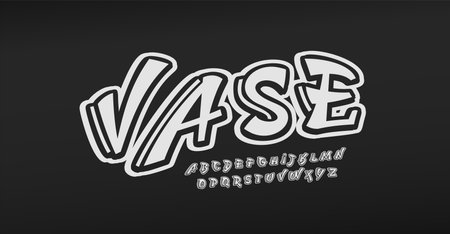 Graffiti font, teenage and summer street art alphabet, hip hop style letters. Vector typeset.のイラスト素材