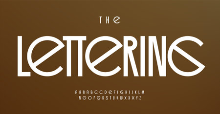 Minimalistic luxury alphabet, modern bold and sleek sans serif letters, iInspired ancient runes and bauhaus architecture font for elegance logo and headline, contemporary design. Vector typesetのイラスト素材