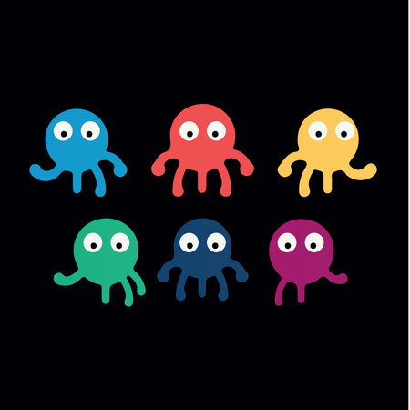 Logo1646Playful virus isolated icon. Colorful and childlike bacteria sign. Abstract logo Template for education and entertainment. Vector illustration.のイラスト素材