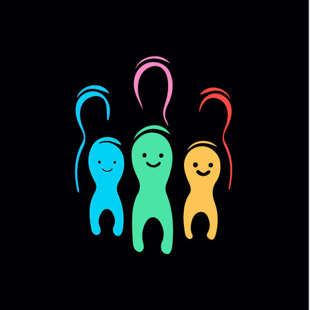Logo1646Playful virus isolated icon. Colorful and childlike bacteria sign. Abstract logo Template for education and entertainment. Vector illustration.のイラスト素材