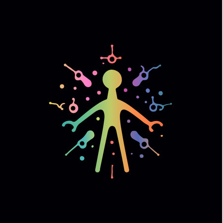 Logo1646Playful virus isolated icon. Colorful and childlike bacteria sign. Abstract logo Template for education and entertainment. Vector illustration.のイラスト素材