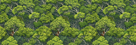Amazonian tree seamless pattern, top view, hyperrealism.
