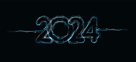 2024 with a dynamic lightning bolt, capturing the powerful magic of a thunderstorm. Perfect for New...