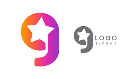 Letter G with star, vibrant gradient colored logo for media, entertainment, technology, startup,...