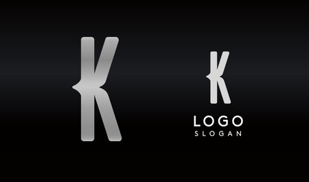 Stylized letter K with sharp, abstract cuts like bullet passing trail through letter for modern sleek logo design, creative agencies branding, tech startup, corporate identity. Vector illustration.のイラスト素材