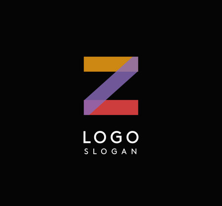 Colorful geometric letter Z with overlapping shapes, modern vibrant logo design for tech company, creative agency, architecture design studio, startup looking bold brand identity. Vector illustrationのイラスト素材
