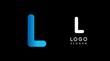 Minimalist geometric letter L, bold rounded icon style, futuristic cyber logotype for digital tech branding, EDM event, modern science and sci-fi technology identity. Vector illustrationのイラスト素材