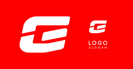 Bold angular letter G, geometric cutouts, minimalist sporty style, dynamic corporate identity, athletic and automotive logo, strong typographic design. Vector typesetのイラスト素材