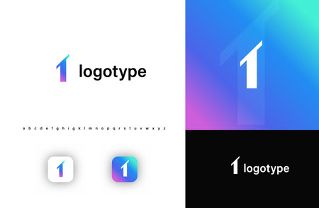 Sporty futuristic angular logo. Sharp geometric dynamic edges letter I, number 1. Minimalist innovative emblem for tech, game app, music, sport, design agency, digital identity. Vector illustrationのイラスト素材