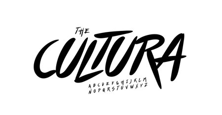 Expressive brushstroke font, bold cursive letters, dynamic streetwear font with clean brushpen style. Urban typeface, trendy handdrawn typography, contemporary creative lettering. Vector typesetのイラスト素材