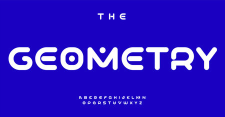 Smooth geometric typeface, bold modern letters, rounded futuristic font for digital tech branding, trendy versatile design. Vector typeset.のイラスト素材