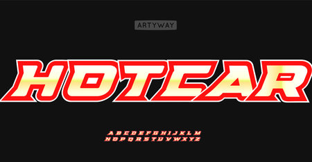 Speed angular alphabet with bold outlines and dynamic italic slants for adrenaline of motorsports and cartoon action, energetic logo, racing headlines, kid automotive branding. Vector typeset.のイラスト素材